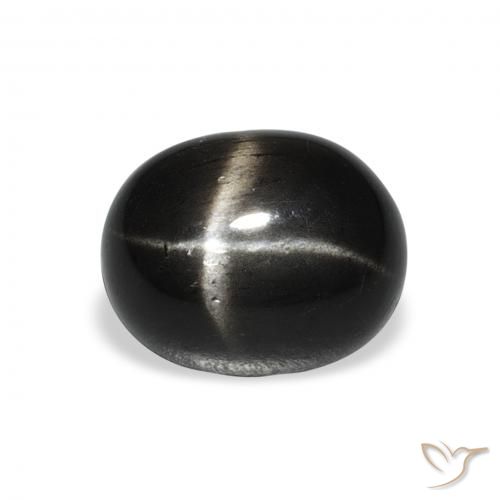5.15ct 天然 ブラック スターディオプサイド, 楕円形, オペーク