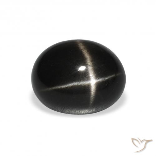 5.00ct 天然 ブラック スターディオプサイド, 楕円形, オペーク