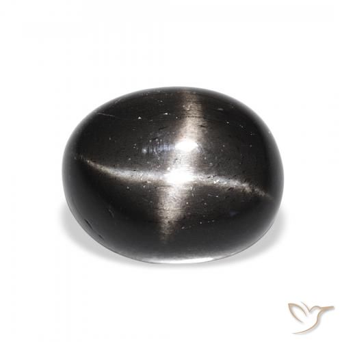 5.05ct 天然 ブラック スターディオプサイド, 楕円形, オペーク