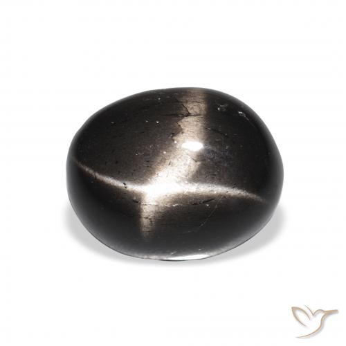 4.44ct 天然 ブラック スターディオプサイド, 楕円形, オペーク