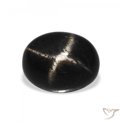 5.11ct 天然 ブラック スターディオプサイド, 楕円形, オペーク