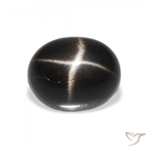 5.85ct 天然 ブラック スターディオプサイド, 楕円形, オペーク