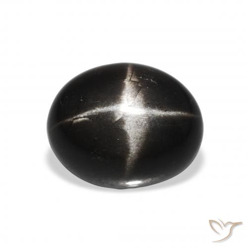 5.13ct 天然 ブラック スターディオプサイド, 楕円形, オペーク