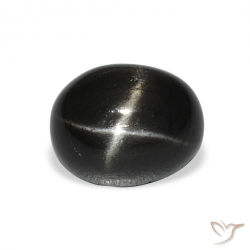 4.91ct 天然 ブラック スターディオプサイド, 楕円形, オペーク