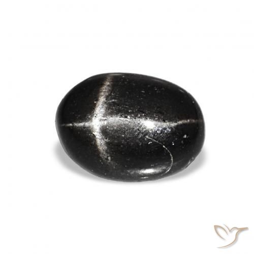 1.48カラットの天然ブラックスターディオプサイド、楕円形、透明