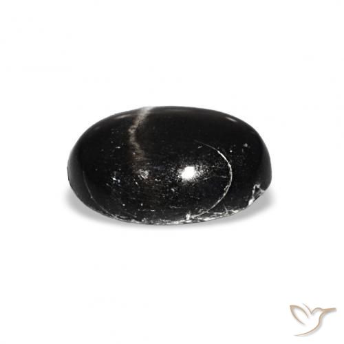 1.48カラットの天然ブラックスターディオプサイド、楕円形、透明