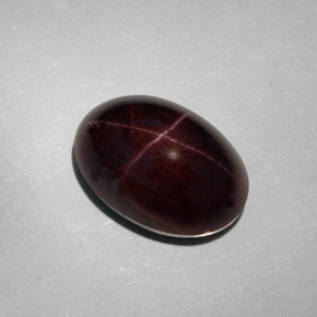 25.18カラットの天然赤みがかった黒スターガーネット（17.5×12.1 mm・オーバルカット）