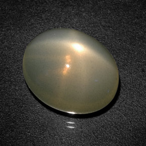 12.93カラットの天然グリーンスタームーンストーン（15.4×12.5 mm・透明）