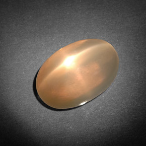 7.71カラットの天然オレンジクリームスタームーンストーン（14.1×9.4 mm・透明）