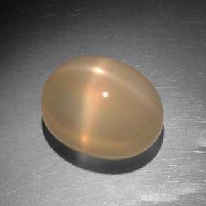 9.14カラットの天然ピーチオレンジスタームーンストーン（13.1×10.1 mm・透明）