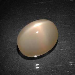 9.06カラットの天然ピーチオレンジスタームーンストーン（12.6×9.1 mm・透明）