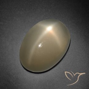 7.41カラットの天然ミディアムダークオレンジスタームーンストーン（14.2×10 mm・オーバルカット）