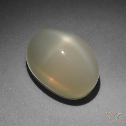 11.49ct 天然 非常に薄い茶色 スタームーンストーン, 楕円形, 半透明