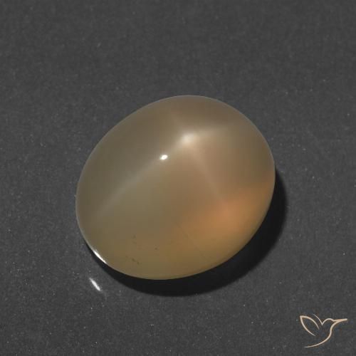 9.66ct 天然 薄いピーチゴールデン スタームーンストーン, 楕円形, 半透明