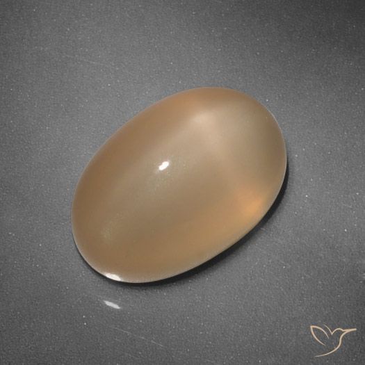 5.37ct 天然 ミディアムオレンジ スタームーンストーン, 楕円形, 半透明