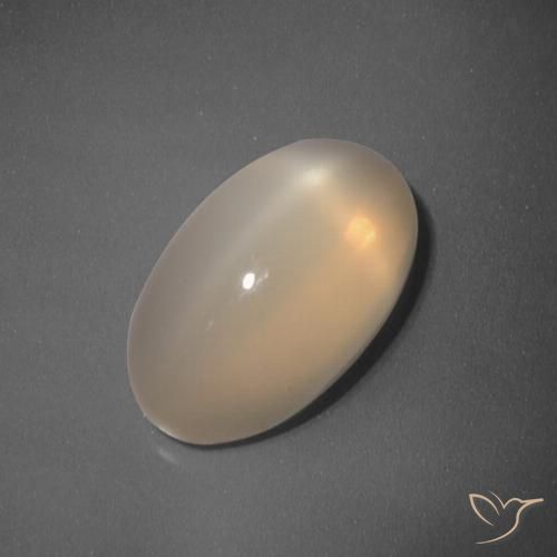 5.51ct 天然 ミディアム薄いオレンジ スタームーンストーン, 楕円形, 半透明
