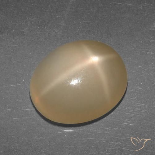 5.27ct 天然 ミディアムダークオレンジ スタームーンストーン, 楕円形, 半透明