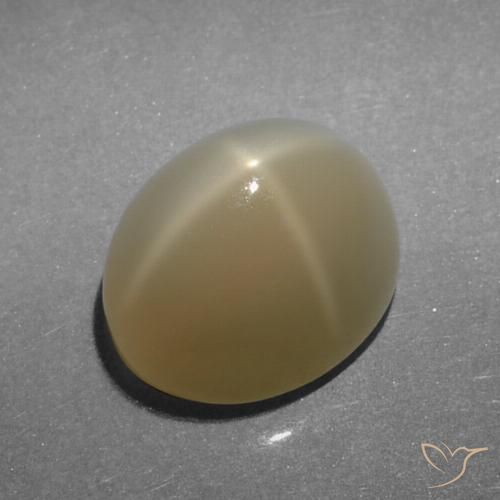 5.23ct 天然 非常に薄い茶色 スタームーンストーン, 楕円形, 半透明