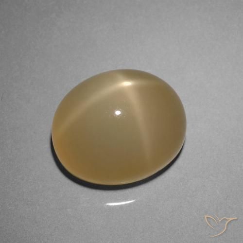 8.51ct 天然 黄色がかったブラウン スタームーンストーン, 楕円形, 半透明