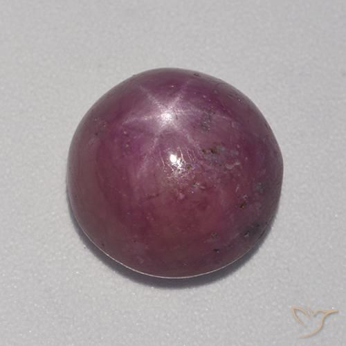 6.44ct 天然 ミディアムダークパープル スタールビー, ラウンド, オペーク