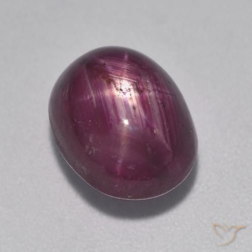 5.53ct 天然 ミディアムダークパープル スタールビー, 楕円形, オペーク