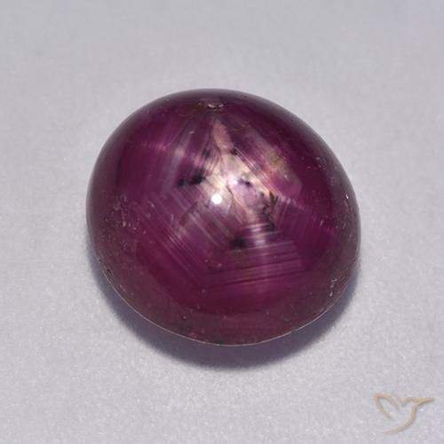 5.43ct 天然 ミディアムダークパープル スタールビー, 楕円形, 半透明