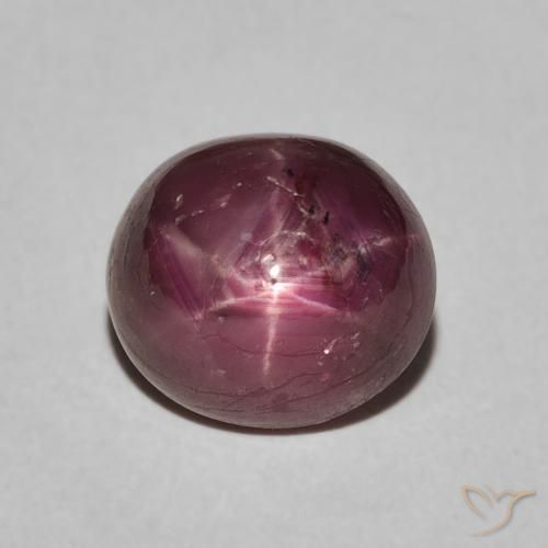 5.04ct 天然 灰色がかったマゼンタ スタールビー, 楕円形, オペーク