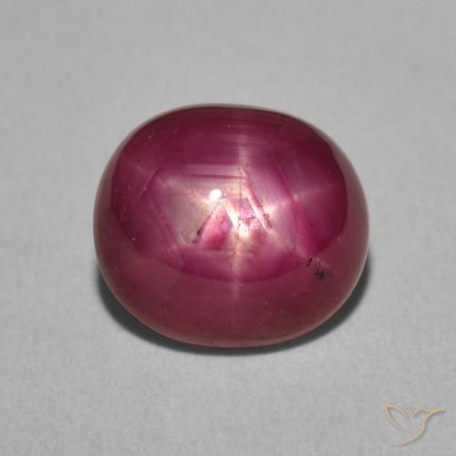 5.07ct 天然 濃いマゼンタ スタールビー, 楕円形, オペーク