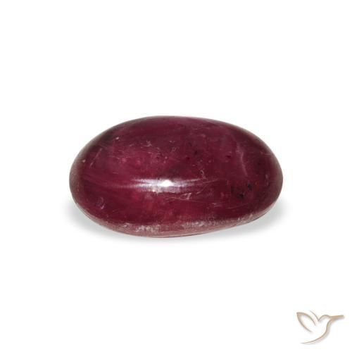 4.26カラットの天然Medium Dark Reddish-Purpleスタールビー、楕円形、オペーク