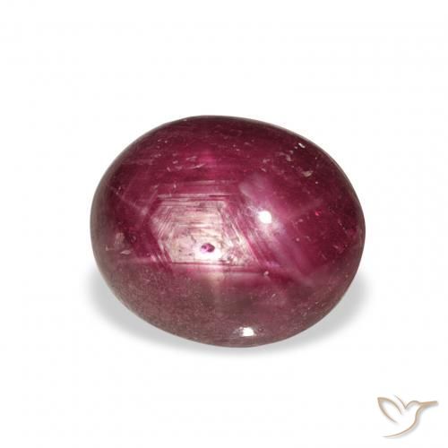 6.70ct 天然 Medium Dark Reddish-Purple スタールビー, 楕円形, オペーク