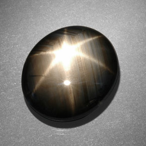 13.06カラットの天然黒スターサファイア（14.4×12.4 mm・オーバルカット）