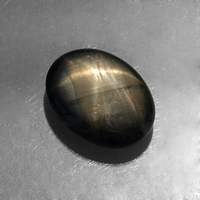 4.26カラットの天然ブラックスターサファイア、オーバルカット、オペーク