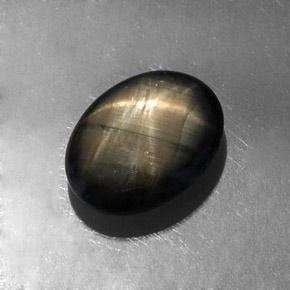 4.26カラットの天然ブラックスターサファイア、オーバルカット、オペーク