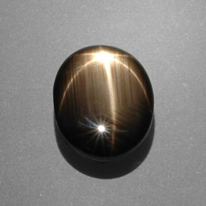 7.53カラットの天然黒スターサファイア（12.5×9.8 mm・オーバルカット）