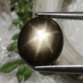 2.94カラットの天然黒スターサファイア（10×8.5 mm・オーバルカット）