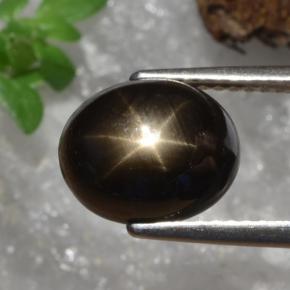 4.91カラットの天然黒スターサファイア（10×8.1 mm・オーバルカット）