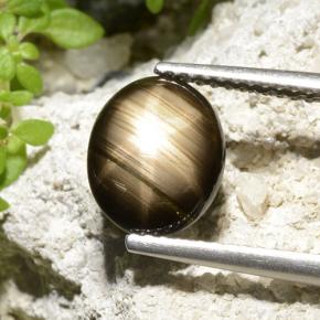 2.32カラットの天然ブラックスターサファイア、オーバルカット、オペーク