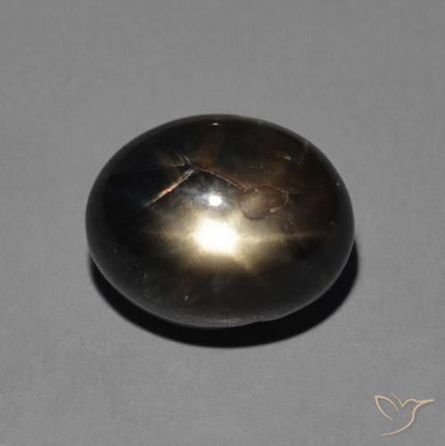 5.11ct 天然 グレーがかったシルバーブラック スターサファイア, 楕円形, オペーク