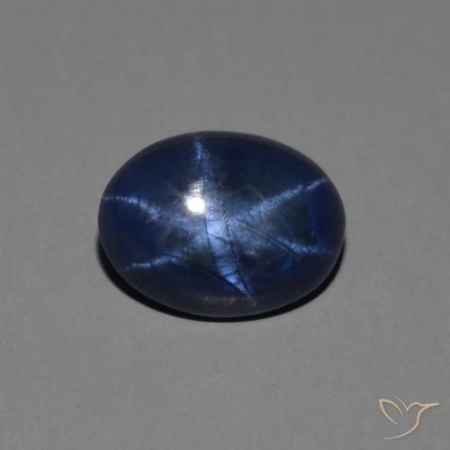 1.44ct 天然 ダークブルー スターサファイア, 楕円形, オペーク