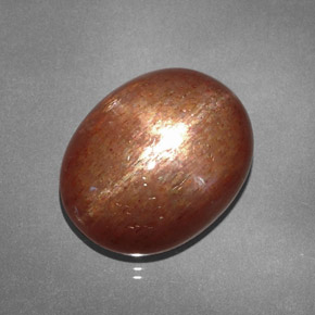 15.61カラットの天然ゴールデンブラウンスターサンストーン（18.1×14.5 mm・オーバルカット）