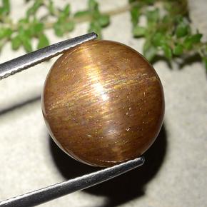 15.15カラットの天然ゴールドブラウンスターサンストーン、ラウンドカット、オペーク