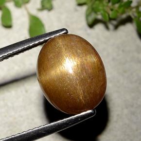 6.21カラットの天然ゴールドブラウンスターサンストーン、オーバルカット、オペーク