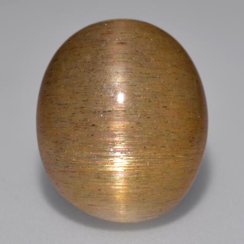 12.02カラットの天然ゴールドブラウンスターサンストーン、オーバルカット、オペーク