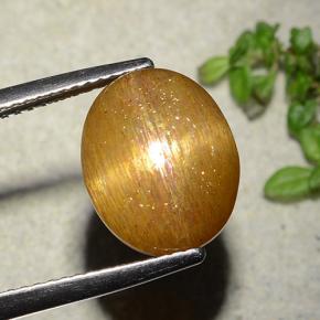 5.86カラットの天然ゴールドブラウンスターサンストーン、オーバルカット、オペーク