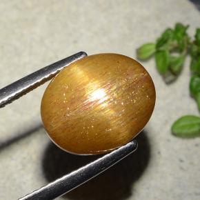 5.86カラットの天然ゴールドブラウンスターサンストーン、オーバルカット、オペーク