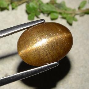 7.67カラットの天然ゴールドブラウンスターサンストーン、オーバルカット、オペーク