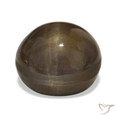 21.88カラットの天然ミディアムブラウンスターサンストーン、オーバルカット、オペーク