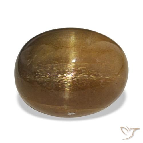 20.70カラットの天然ライトブラウンスターサンストーン、オーバルカット、オペーク