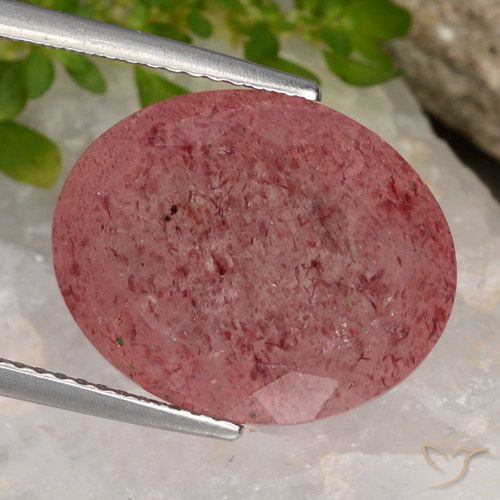 17.53ct 天然 ミディアムレッド ストロベリークォーツ, 楕円形