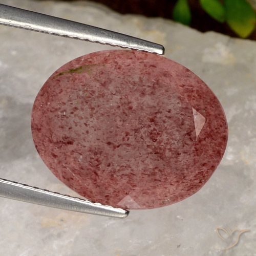 9.55ct 天然 ブリックレッド ストロベリークォーツ, 楕円形, 半透明